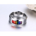 Colorful crystal jewelry gay pride wedding Stainless steel rings for women